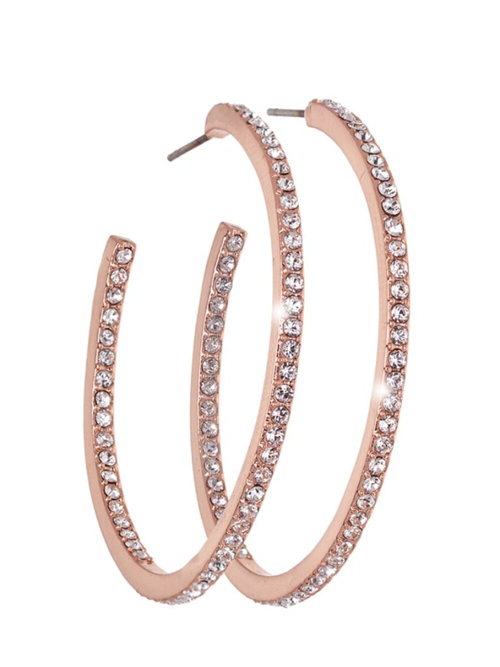 NWT Rose Gold Swarovski Crystal Hoop Earrings 2.2”